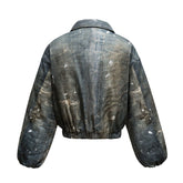 Мужская утепленная короткая и широкая куртка в американском стиле с хлопковой подкладкой